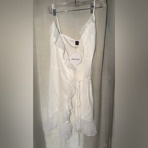 SHEIN White Ruffle Wrap Around Dress Size 1XL